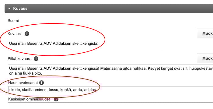 Meta description ja keywords tagit