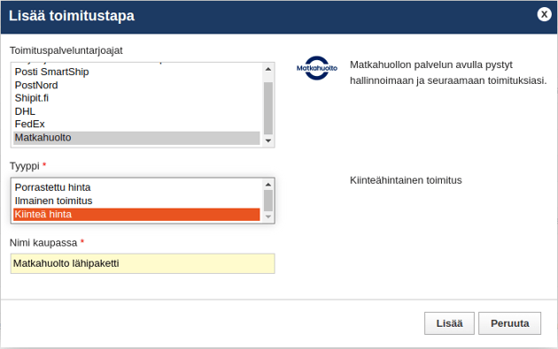 Lisää Matkahuolto