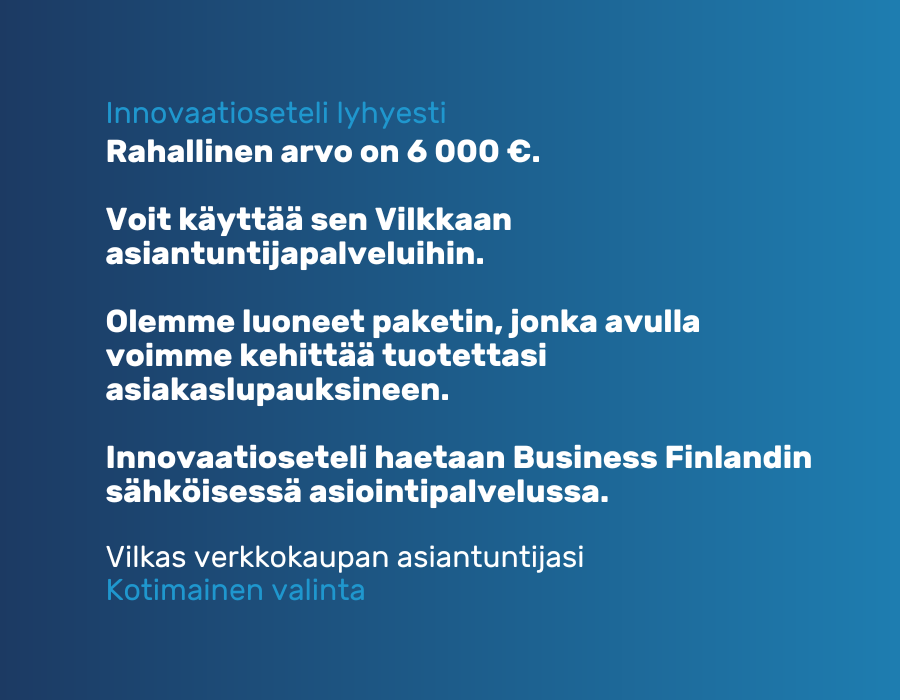 innovaatioseteli verkkokauppasi kehittämiseen