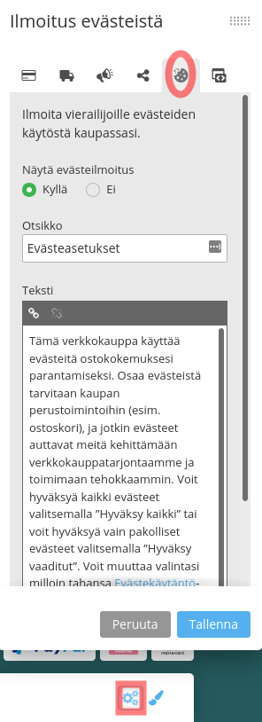 evasteilmoitus
