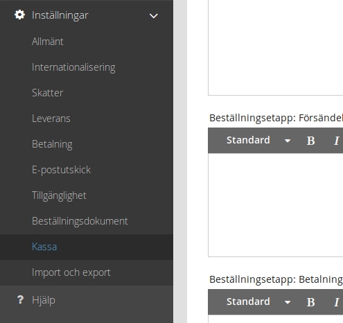 Inställningar-kassa