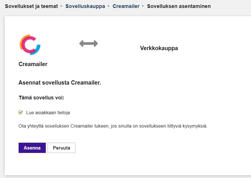 creamailer-asennus-suite