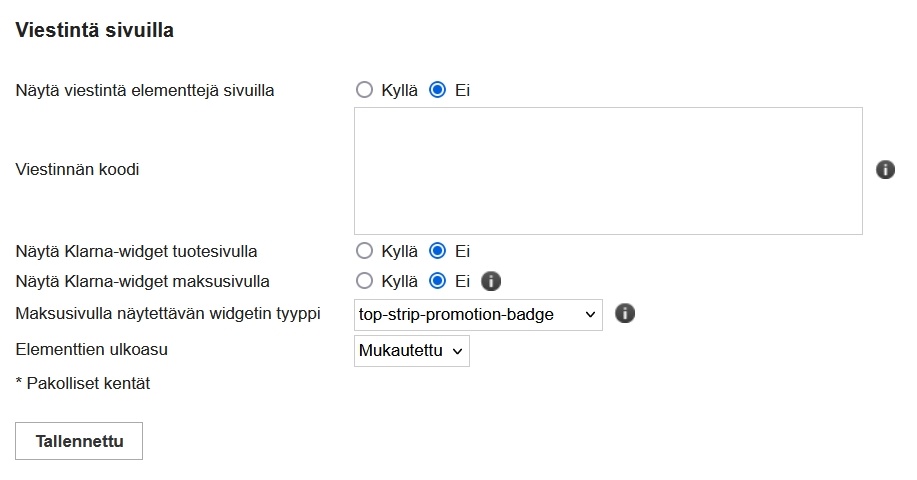 klarna-on-site-messaging-asetukset-suite