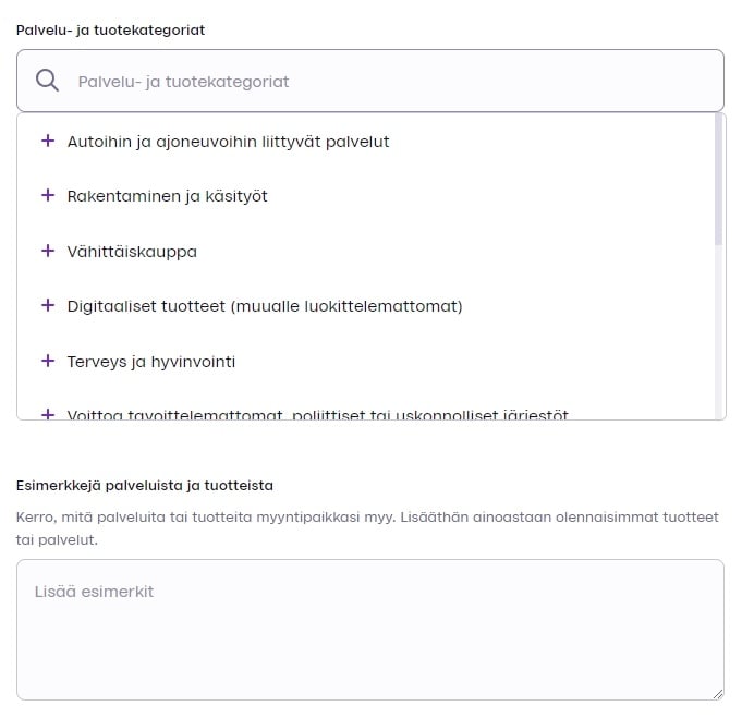 mobilepay-tuotekategoriat
